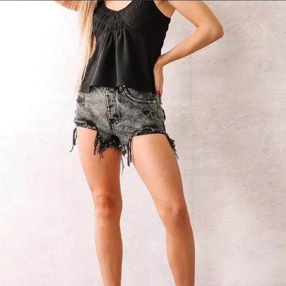 High Rise Distressed Jean Shorts - Picture 8 of 8